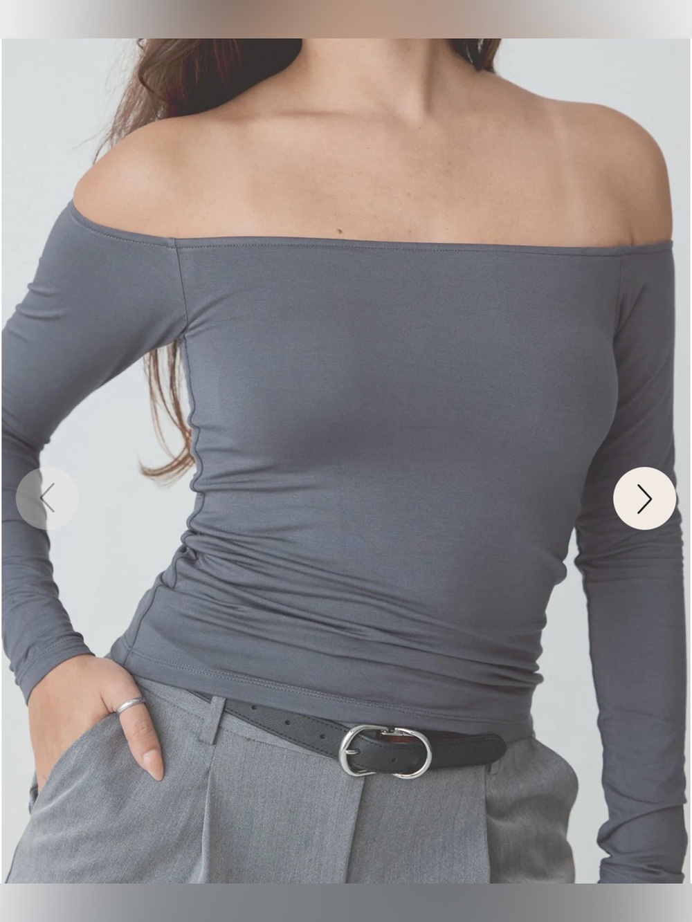 Klassy Network Charcoal Off the Shoulder long sleeve Top - S